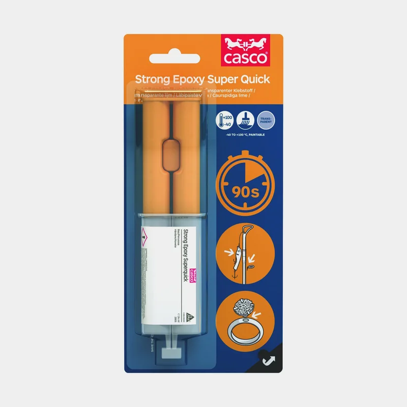 Epoxylijm Casco Strong Epoxy Super Quick, 2-componenten, extra snel uithardend, 24 ml, transparant