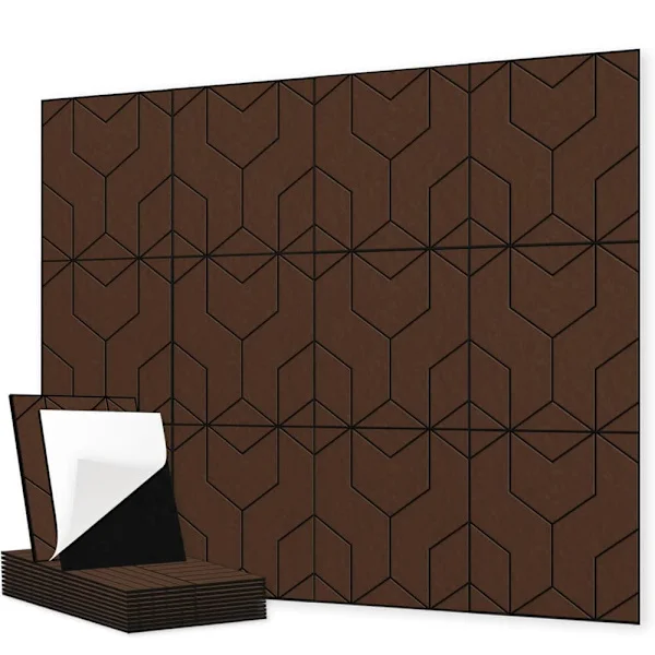 12-pack Self-Adhesive Acoustic Panels – 30×30cm Sound Absorbing Felt Boards for Studio & Wall Decoration