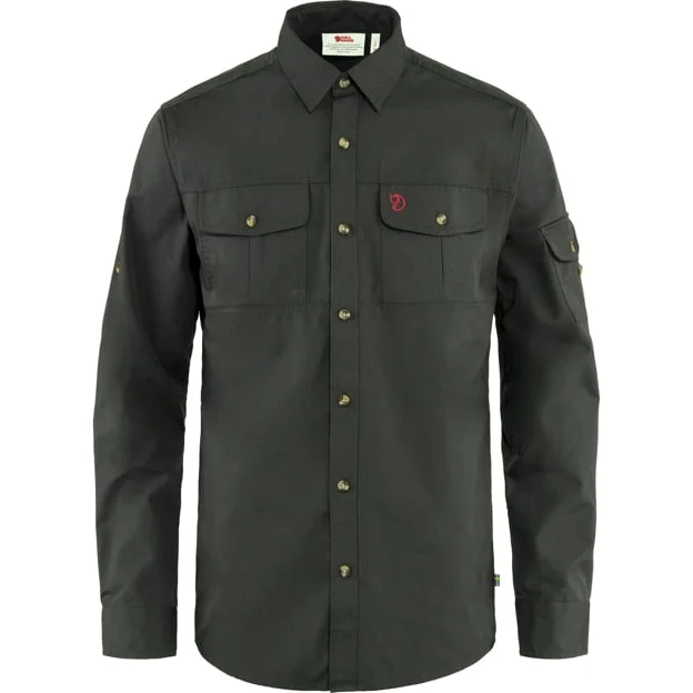 Fjällräven Men's Singi Trekking Shirt Long Sleeves in Dark Grey, G-1000 | Size: Large