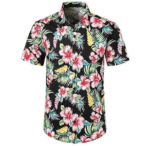 Hawaii-skjorta för män, strandskjorta, Aloha sommar, ledig kortärmad skjorta med knappar
