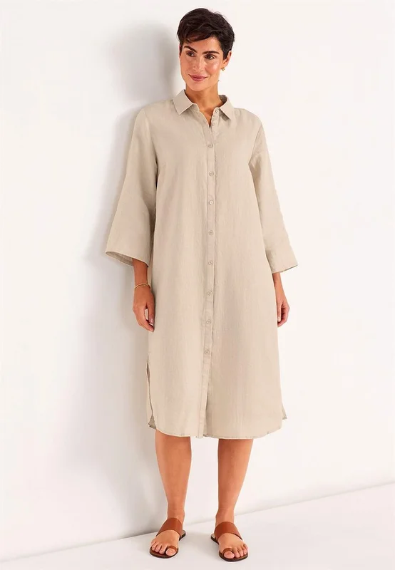Cellbes of Sweden - Skjortekjole Premium i lin i beige for damer i størrelse 34/36
