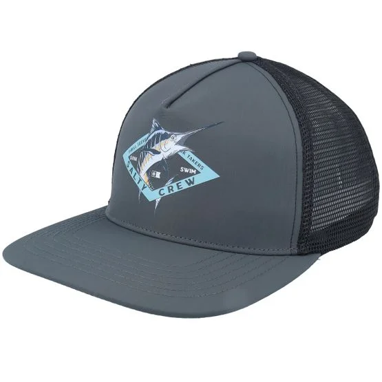 Salty Crew - Diamond Marlin Charcoal/Black Trucker Snapback Snapback Grey Cap - @ Hatstore