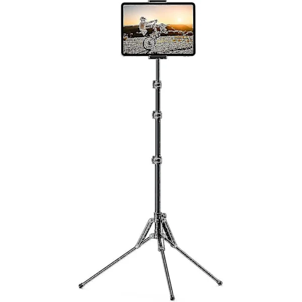Ipad-stativ med stativ, surfplatta golvstativ 65" Ipad-hållare med justerbar höjd kompatibel med livestreaming/tittande, kompatibel med Ipad Pro 12.9/