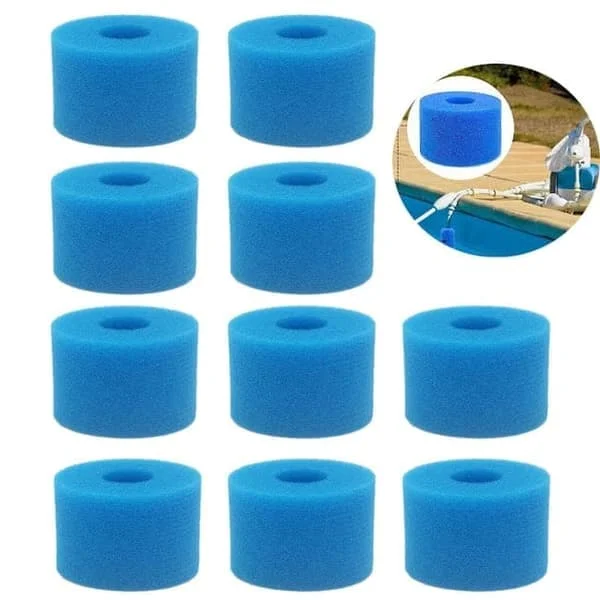 10-pack Filter Cartridges Type S1 - Reusable Foam Filters for Intex Pure Spa & Hot Tub-FO-