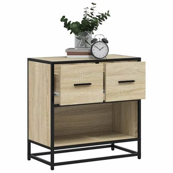 vidaXL Sängbord ek Sonoma 60x31x60 cm trä, metall, sidobord, sänggavel, sidobord för 848695
