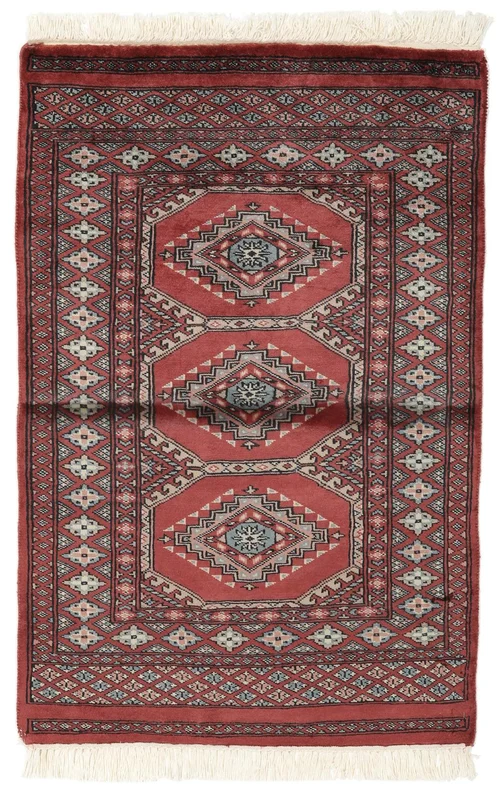 Pakistan Bokhara 3Ply Matta 76X117 Mörkröd/Svart Ull
