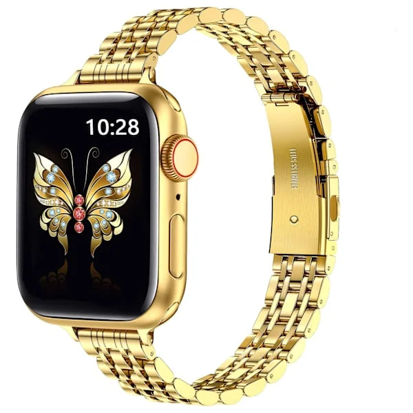 Ultratankt metalarmbånd kompatibelt med Apple Watch Band 42 mm (Series 10) 41 mm 40 mm 38 mm, elegant armbånd i rustfrit stål (guld)_xx 38/40/41 mm