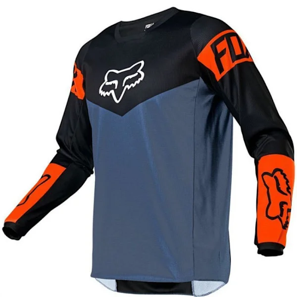 Retro Herr FOX Cykeltrøje Mountainbike MTB Racing T-shirt Længærmet T-shirt Fodboldtrøje F-Sort F-Black