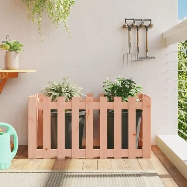 vidaXL Garden Raised Bed Staket Design Solid Douglas Wood 832480