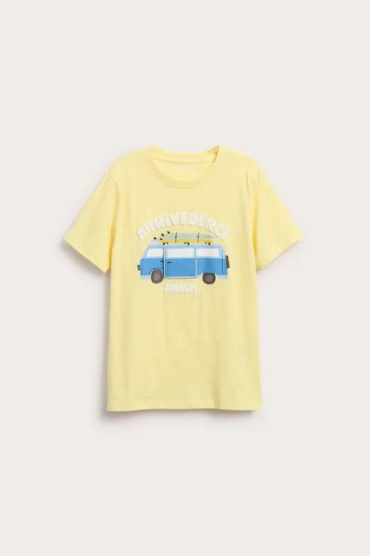 Kappahl | Oversized T-skjorte med trykk Gul 110/116 | Barn