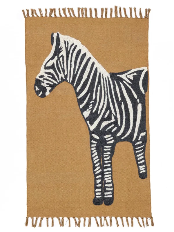 Kids Rug Small Zoey Zebra - Brown/Black 60X120 Wool, Rustic Style