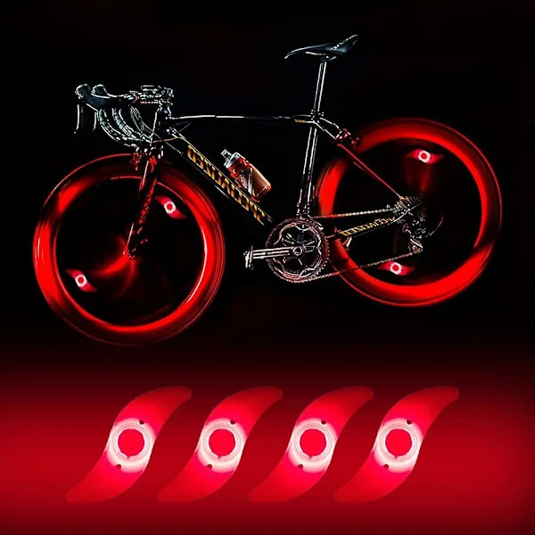 4 x LED cykelhjul lys, vandtæt LED cykelhjul lys med 3 blinkende tilstande LED cykelhjul lampe til voksne og børnecykel - rød