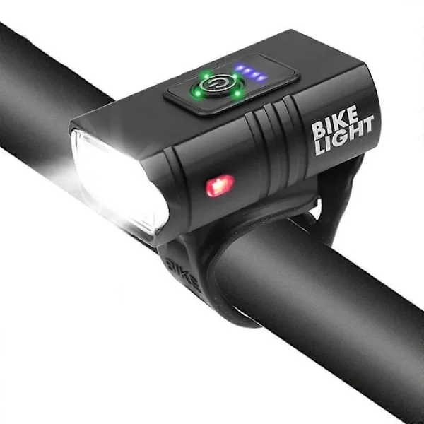 LED Cykellampa Set, 2022 Ny 100 Lux Cykellampa Fram, 4 Ljuslägen USB Uppladdningsbar Cykellampa, Cykellampa med Auto Lägen, IPX6 Regntät (FMY)