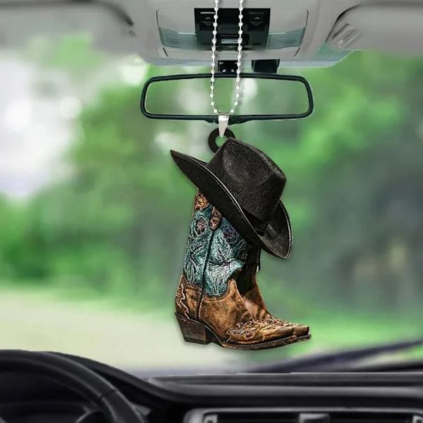 Cowboy Boots och Hatt Bil Hängande Prydnad, Bil Inredning