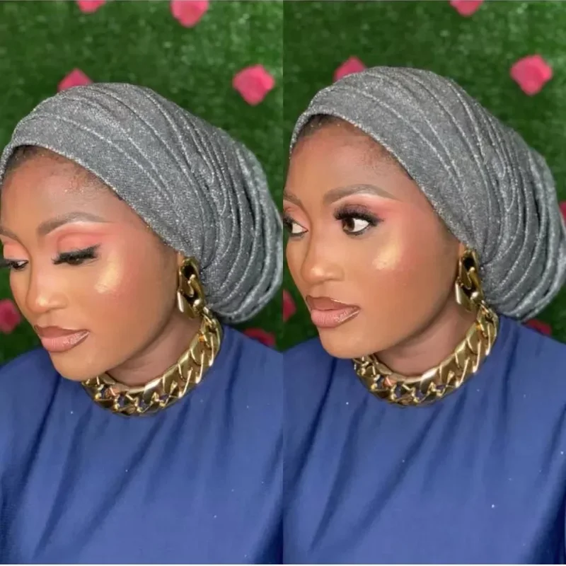 AliExpress - Paillettes plissées femmes bandeau Bonnet africain Turban casquette musulman foulard Bonnet Turbante mujer
