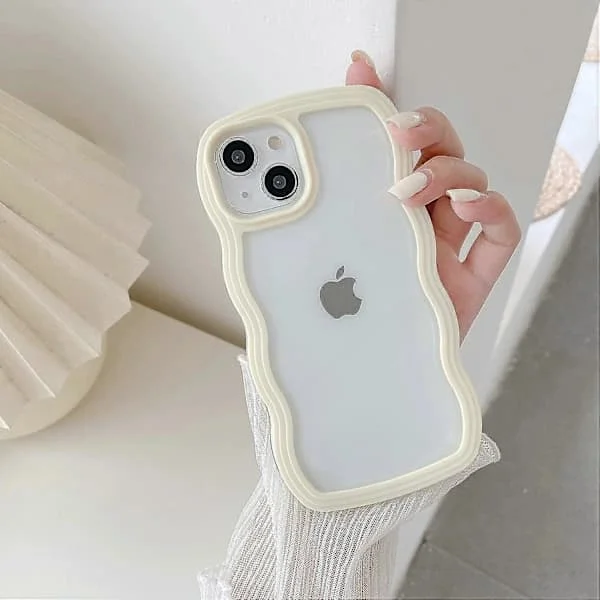 Kompatibel med iPhone 11-fodral, sött lockigt vågmönster transparent fodral, transparent mjukt silikon TPU stötsäkert fodral - gul