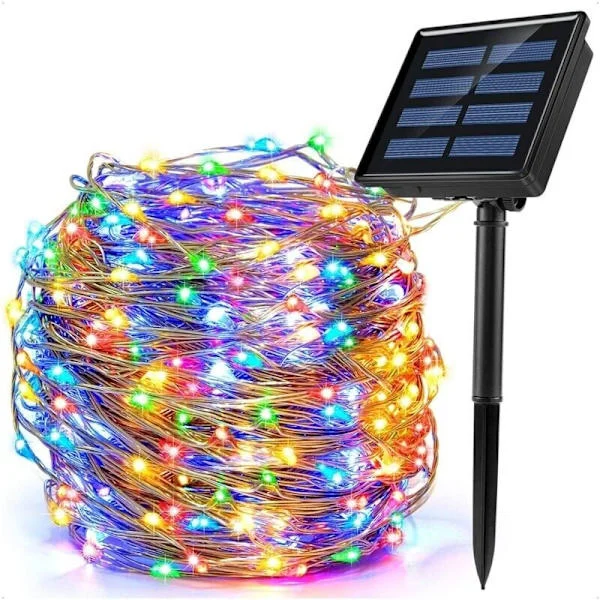 Solcelle lyskæde. 22 meter multifunktionel flerfarvet LED solcelle lyskæde. Udendørs solcelle lyskæde. Solcellelampe