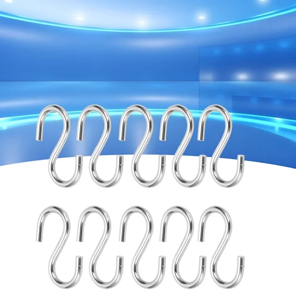 10 stk. S-kroge Bærbare 304 Rustfrit Stål Metal Hængende Holder Organizer til Nøgle Håndklæde M4