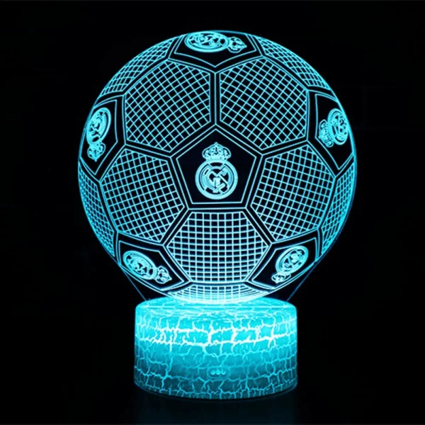 3D Illusion Fotbollslampa Real Madrid 7 Färger LED Touch Bordslampa Sovrum Heminredning