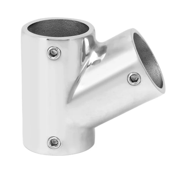 Båtrörskontakt Ledstång Ledstångsbeslag 60° 3-vägs Rostfritt Stål Tillbehör Höger Φ22mm (7/8in)