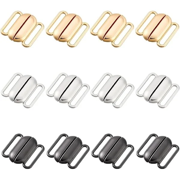 12 Set 3 Färger BH-knäppning Framknäppt Bikini Knäppe Klickstängning Bikini Hake Stängning Klädesplagg Knäppen BH Spänne för Sömnad Lingerie Badkläder
