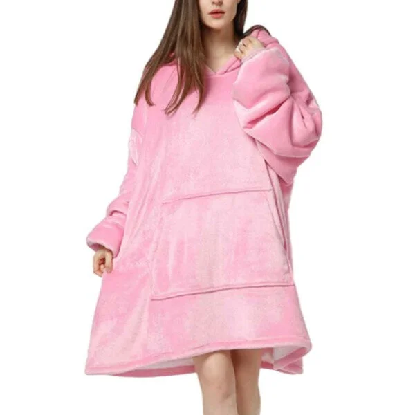 Hoodie teppe - Overstore hette genser teppe snuggie rosa