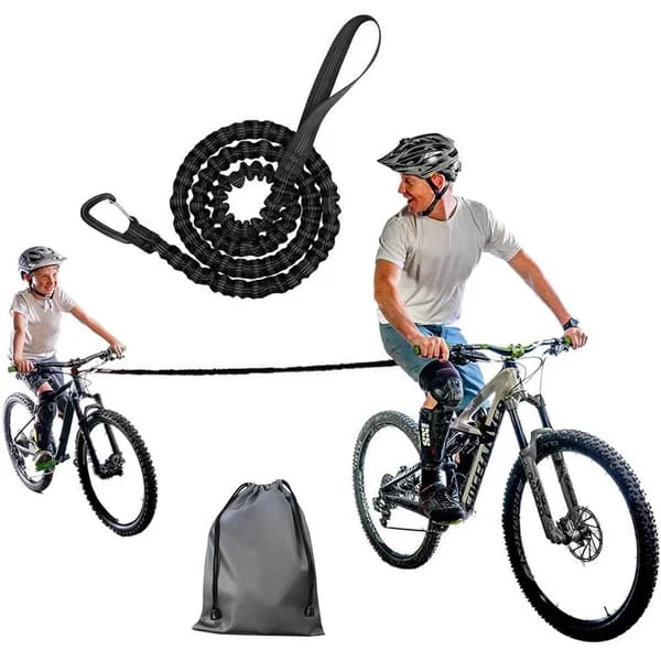 Draglina för Utomhus Barn Vuxen MTB Elastisk Bälte för Mountainbike Reflekterande Draglina med Förvaringsväska