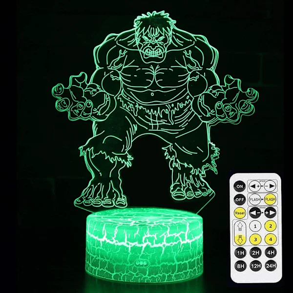 Hulk Leksaker för Pojkar, 3D Illusionslampa Gåvor för Rum Dekoration Barnkammare, Coola Marvel Leksaker Födelsedagspresenter & 7 Färger Byter Leksaker