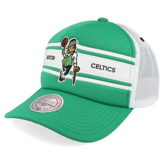 Mitchell & Ness - NBA Grün trucker Cap - Boston Celtics Sideline Green/White A-frame Trucker @ Hatstore