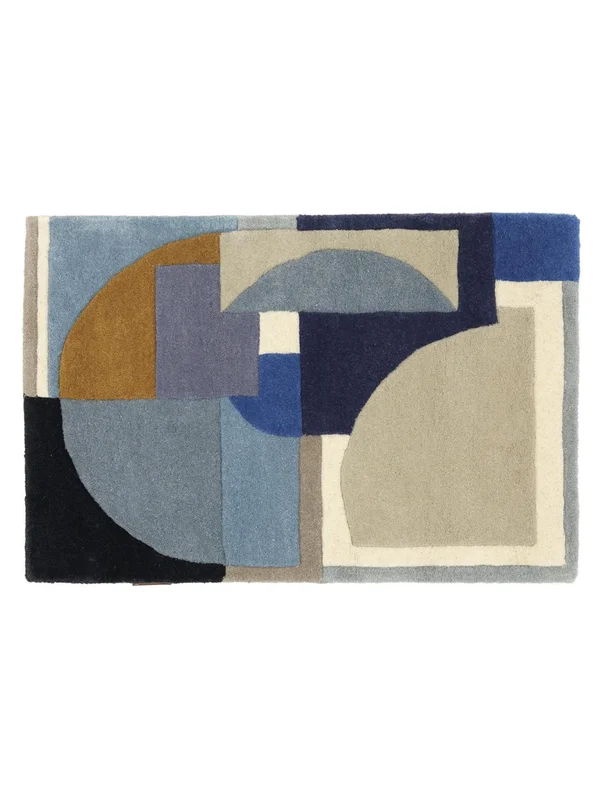 Mały Arty Dywan - Niebieski 60X90 Wełna, W Nowoczesnym Stylu