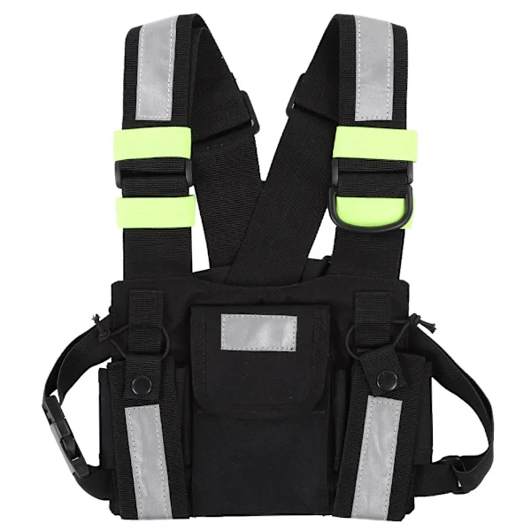 Gul reflekterande TYT Radio Taktisk Sele Front Pack Väst Bröstväska Ficka för Walkie Talkie