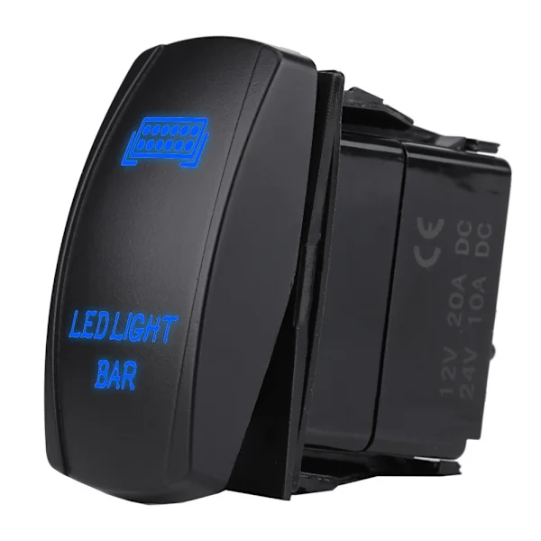 12V 24V Vanntett 5-pinners LED-lysbjelke vippebryter SPST På/Av for bil, båt, lastebil (blå)