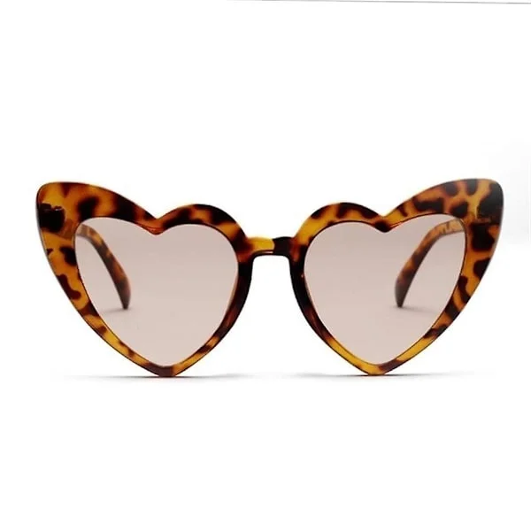 Solglasögon Hjärta Solglasögon Kvinnor Cat Eye Solglasögon Retro Kärlek Hjärta Forma Glasögon Brun