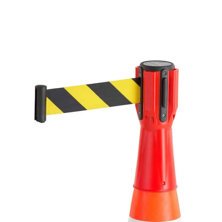 Belt barrier for traffic cones, L 3000 mm, yellow/black