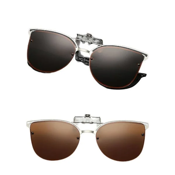 Clip On Sunglasses - Polarised Clip On Flip Up Sunglasses Fit Over Eyewear Glasses With Uv Protection Clip-on Sunglasses For Driving Fishing Outdoor-b