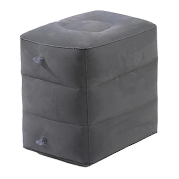 Inflatable Airplane Footrest, Adjustable Height, Durable, Soft, General Purpose, Foldable, Portable (bt) dark gray