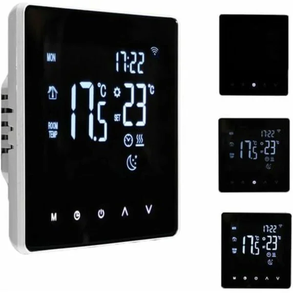WiFi Smart Termostat - Elektrisk Varmetemperaturregulator med LCD-skærm, Touchskærm, Ugentlig Tidsplan og Appstyring - Velegnet til Hjem, O