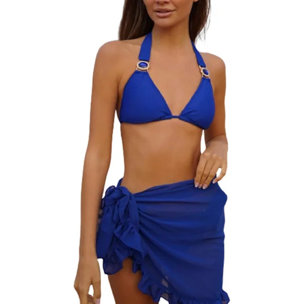 Tynne Mini Skjørt med Rysjer i Mesh, Dame, Cover Up Duskkjole Bikini Badedrakt Skjørt Dame Badedrakt Strandklær Wrap