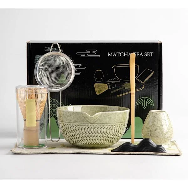 [RM]Matcha-setti - 7-osainen setti - Matcha-aloituspakkaus - Matcha-vispilä - Täydellinen setti perinteiseen matchaan - Bambu - Kauniisti pakattu