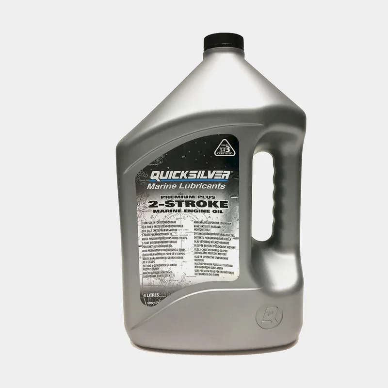 Huile semi-synthétique pour moteurs hors-bord 2-temps Quicksilver Premium Plus 2-Stroke Marine Engine Oil Synthetic Blend, NMMA TC-W3, 4 litres