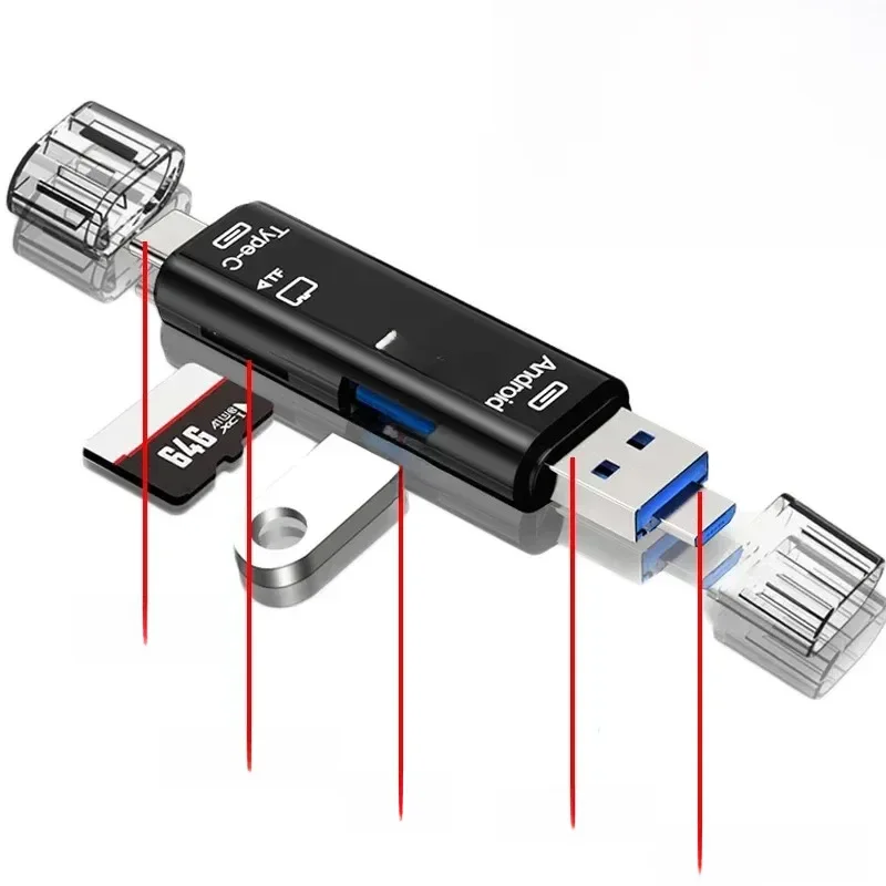 AliExpress - Nieuwe 5-in-1 multifunctionele USB 2.0 Type C USB Micro USB SD TF-geheugenkaartlezer voor Android Computer Dock OTG Type C-adapter