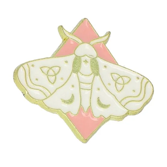 Cap Pins - Hvid Tilbehør - Witch Butterfly Light Metal Enamel Pin @ Hatstore