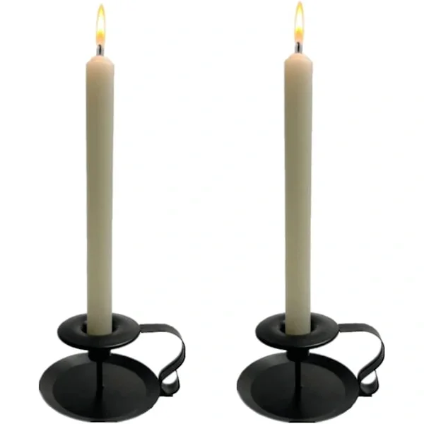 2 stk Retro Lysestake Svart Metall Lysestake Spiss Lysestake Med Håndtak Jern