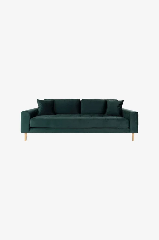 House Nordic - Soffa 3-sits Lido. Sammet med ben i naturfärg - Grön - 3-sits-soffor - Från Homeroom