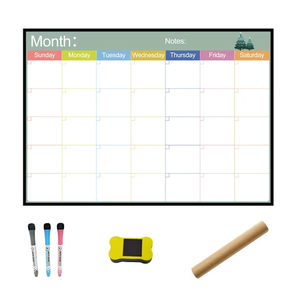 A3 Magnetic Monthly Planner Whiteboard Fridge Magnet Weekly Message Drawing Refrigerator Bulletin-FA-
