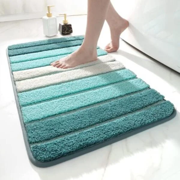 Azure Non-Slip Bathroom Mat 40 x 60 cm, Soft Microfiber Bathroom Rug, Water Absorbent, Machine Washable, Extra Thick Shower Mat for Bathroom