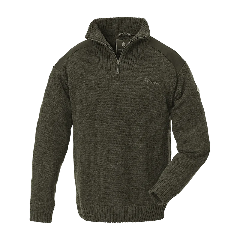 Pinewood Hurricane Sweater | Dark Green Mel | Herr | 3XL