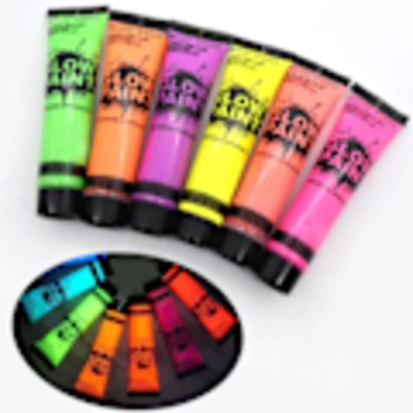 Opgraderet version af selvlysende ansigtsmaling, egnet til Halloween-rolleleg, fest-sortlys-ansigtsmakeup, vaskbar ansigtsmaling