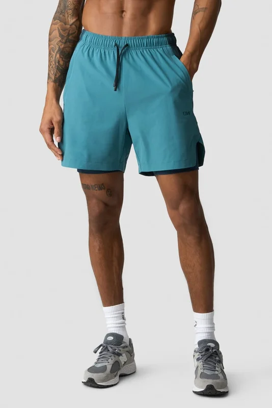 ICANIWILL - Sculpt 2-in-1 Shorts M Dark Dusty Teal/Light Faded Teal - Shortsit - Miehet - Treenivaatteet ICIW:ltä