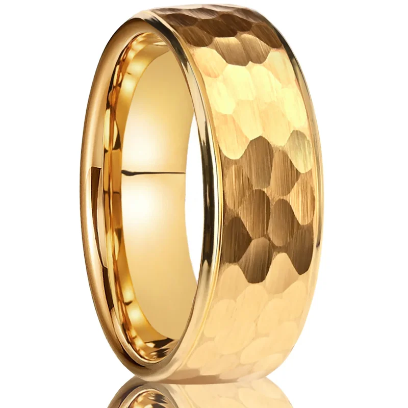 AliExpress - Bague martelée en carbure de tungstène doré/noir/argenté pour homme, 8MM/6MM, bijoux de mode, alliances de couple, taille US 6-13, 